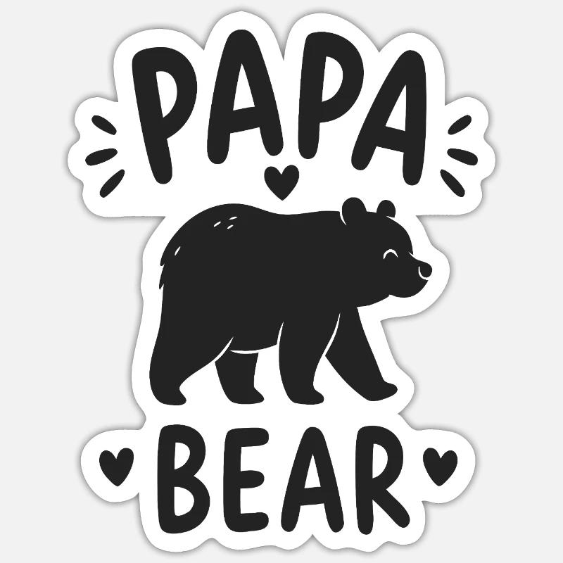 Papa Bear Silhouette Herzdesign - Sticker Größe S (10 x 10 cm) - Mattweiß