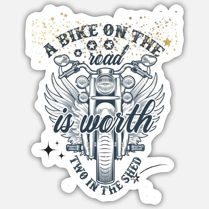 Moto ailée sur route libre - Sticker taille S (10 x 10 cm) - blanc mat