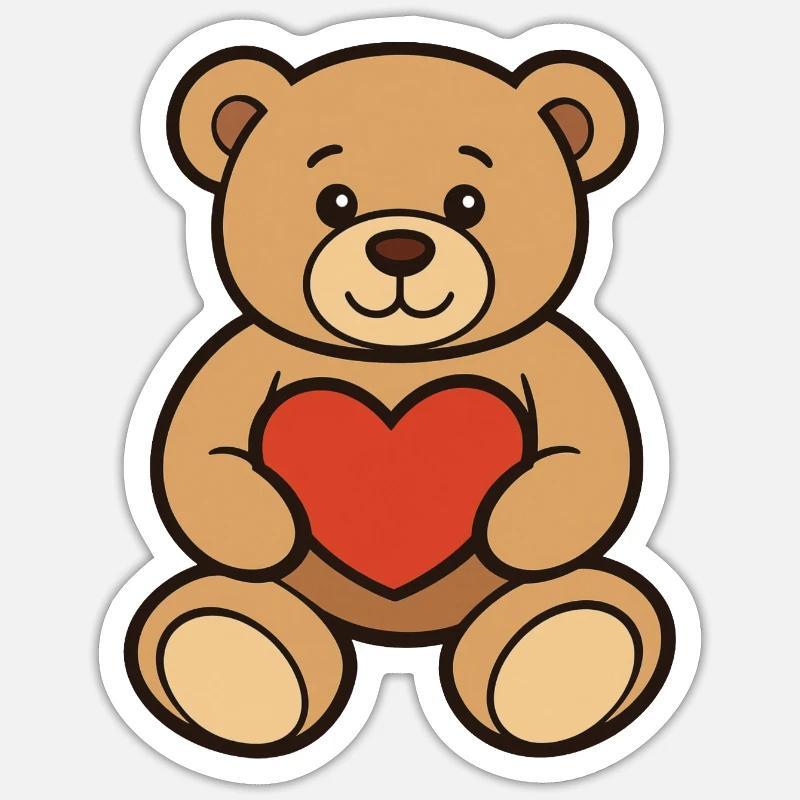 Teddy Bear with Heart Comic Art - Sticker size S (10 x 10 cm) - white matte