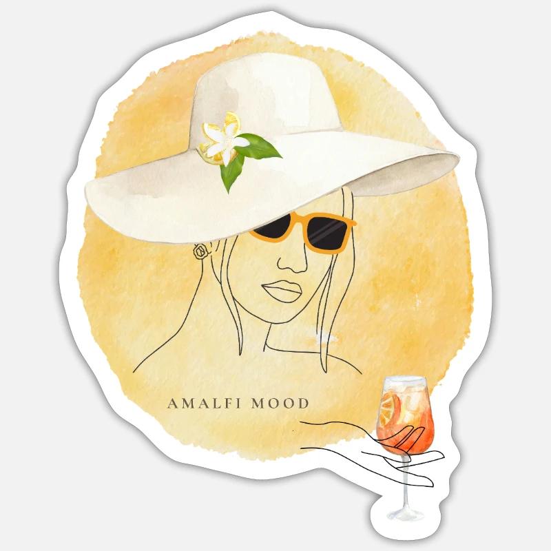Design Été Amalfi Mood Lemon - Sticker taille S (10 x 10 cm) - blanc mat