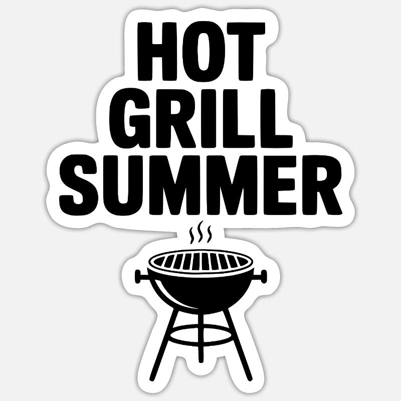 Hot Grill Summer - Sticker Größe S (10 x 10 cm) - Mattweiß