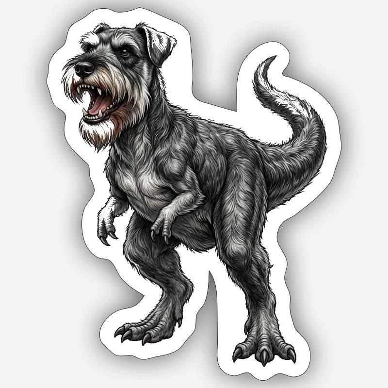 Schnauzer T - REX  - Sticker Größe S (10 x 10 cm) - Mattweiß