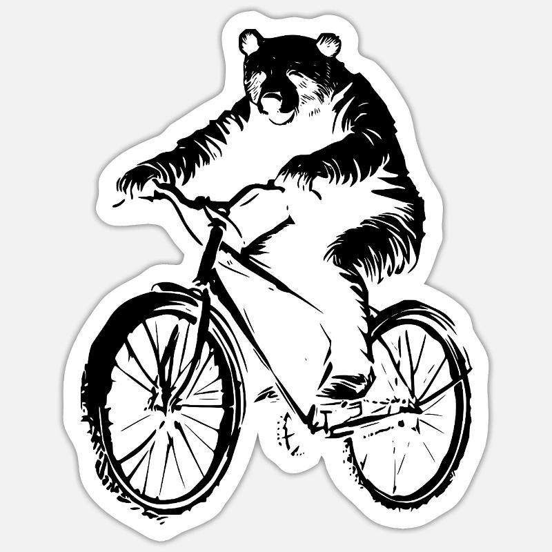 Bicycle Bear - Sticker size S (10 x 10 cm) - white matte