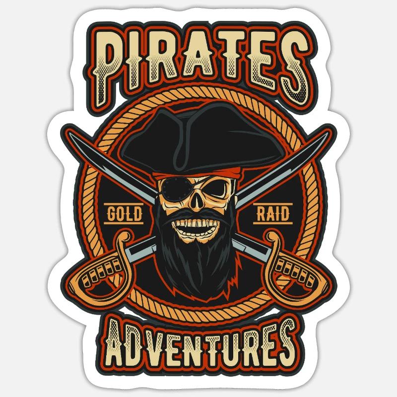 Pirate Gold Raid Patch - Sticker taille S (10 x 10 cm) - blanc mat
