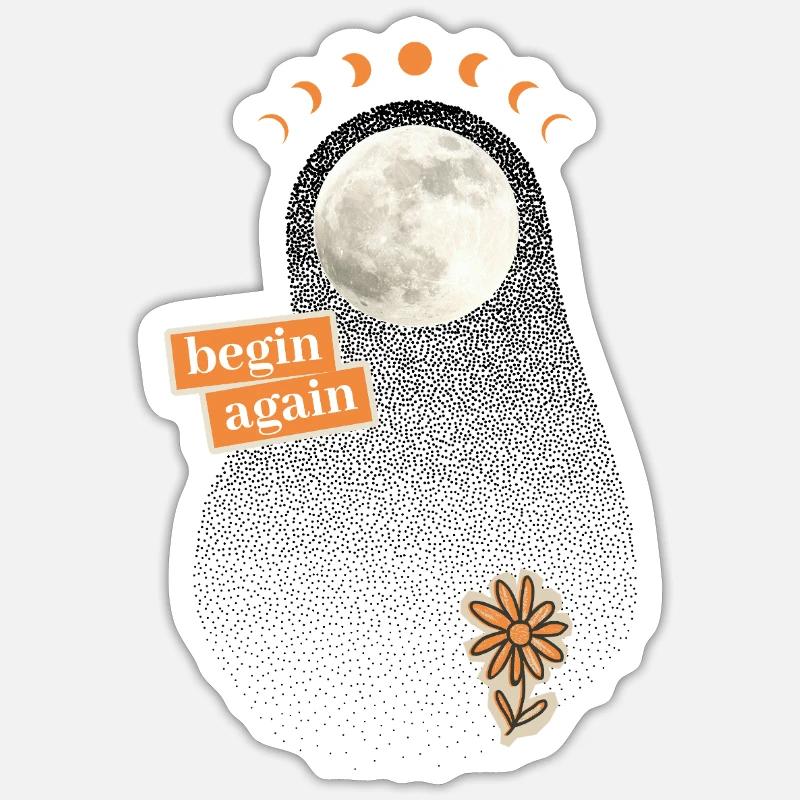 New beginning: begin again - Sticker size S (10 x 10 cm) - white matte