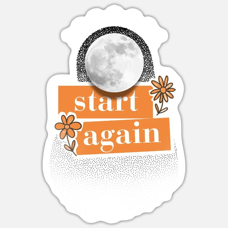 start again - Sticker size S (10 x 10 cm) - white matte