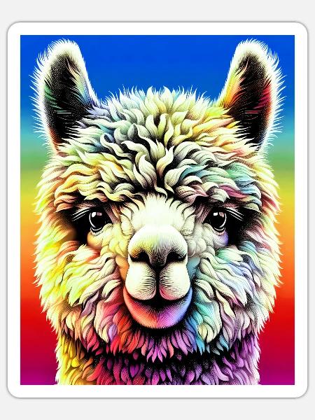 Alpaka - Sticker Größe S (10 x 10 cm) - Mattweiß