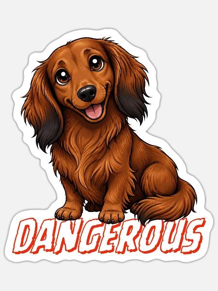 Gefährlicher Dackel - Sticker Größe S (10 x 10 cm) - Mattweiß