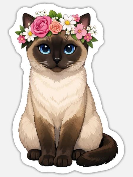 Siamkatze - Sticker Größe S (10 x 10 cm) - Mattweiß