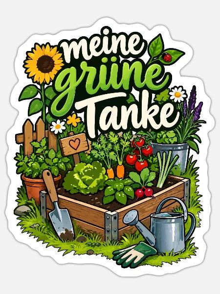 Meine grüne Tanke – Gartenfreude - Sticker Größe S (10 x 10 cm) - Mattweiß