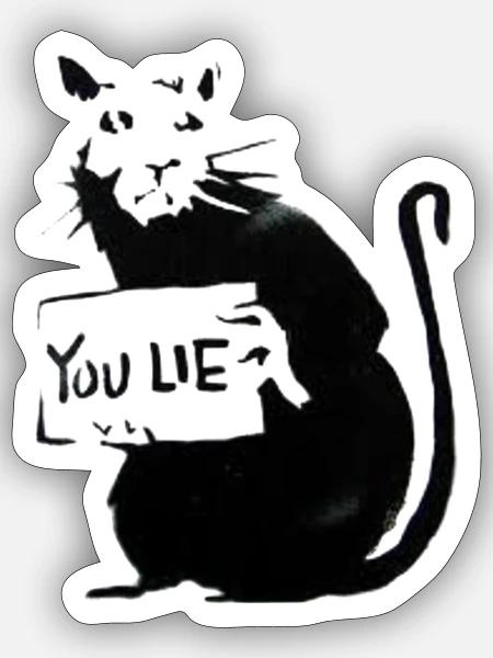Ratte mit Schild - Sticker Größe S (10 x 10 cm) - Mattweiß