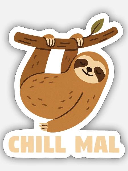 Chill mal Faultier - Sticker Größe S (10 x 10 cm) - Mattweiß