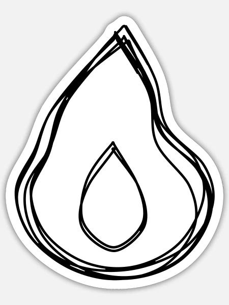 Flamme handgezeichnet - Sticker Größe S (10 x 10 cm) - Mattweiß