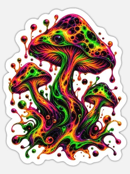 Neon-Traumlandschaft - Sticker Größe S (10 x 10 cm) - Mattweiß
