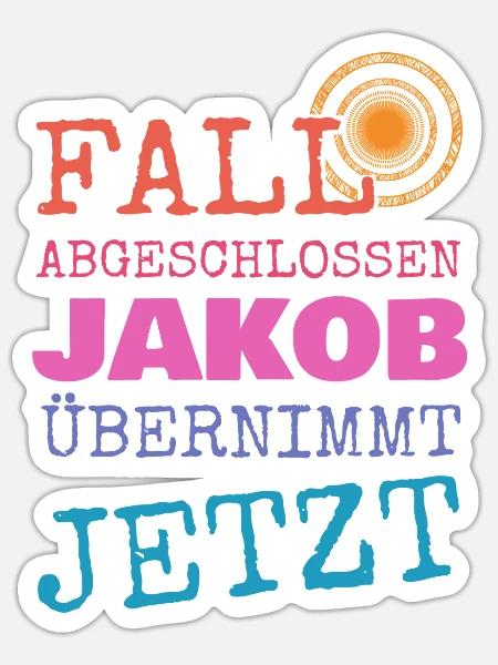 Lustig Jakob - Sticker Größe S (10 x 10 cm) - Mattweiß