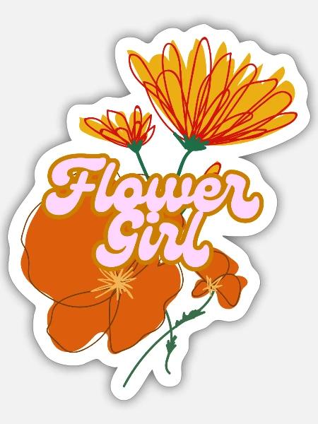 Blumenmädchen Retro Floral - Sticker Größe S (10 x 10 cm) - Mattweiß