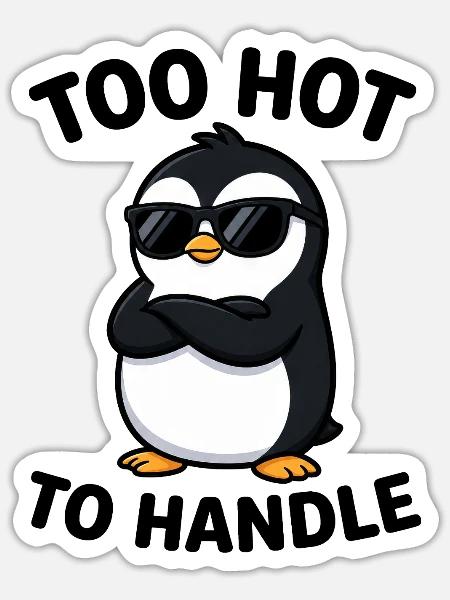 Pinguin Too Hot To Handle Sonnenbrille - Sticker Größe S (10 x 10 cm) - Mattweiß