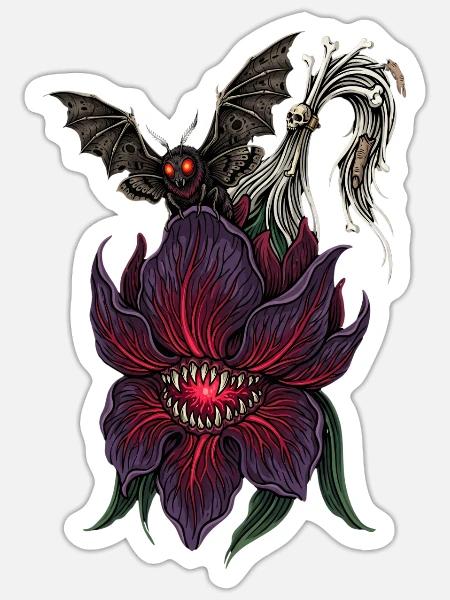 Monster Echinacea Horror - Sticker Größe S (10 x 10 cm) - Mattweiß