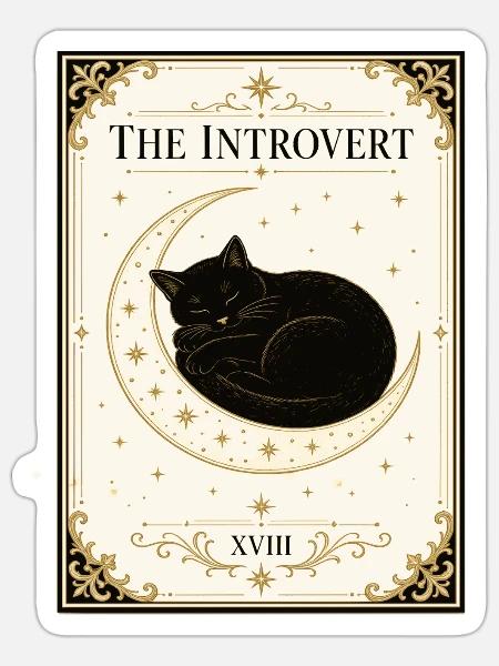 Die Mondkatze der Introvertierten - Sticker Größe S (10 x 10 cm) - Mattweiß