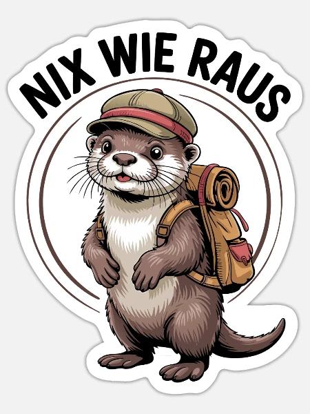 Abenteuer Otter - Sticker Größe S (10 x 10 cm) - Mattweiß