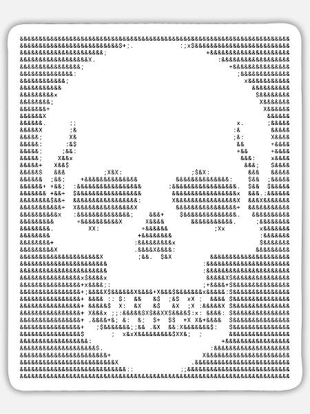 Skull ASCII-Kunstdesign - Sticker Größe S (10 x 10 cm) - Mattweiß