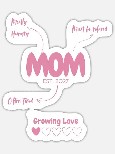 Mom EST. 2027 - Rücken/ Vollformat - Sticker Größe S (10 x 10 cm) - Mattweiß