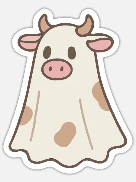 Geisterkuh - Sticker Größe S (10 x 10 cm) - Mattweiß