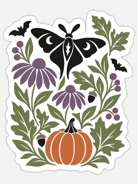 Gotische Motte - Sticker Größe S (10 x 10 cm) - Mattweiß