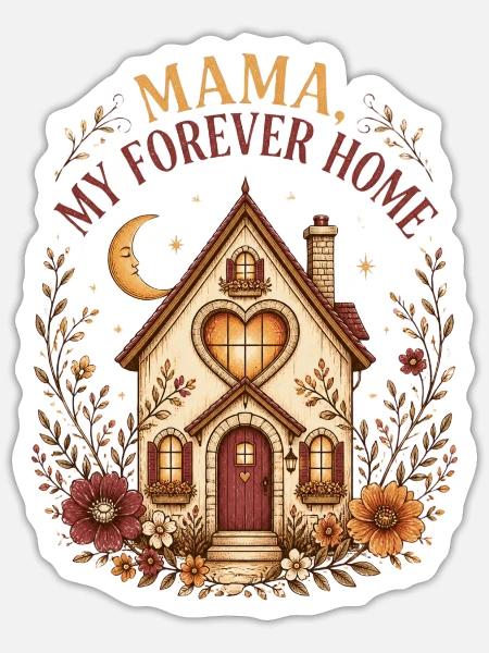 Mama, mein Zuhause für immer - Sticker Größe S (10 x 10 cm) - Mattweiß