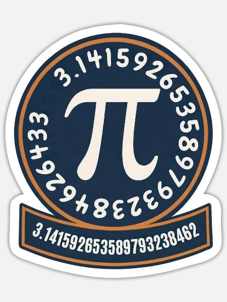 Pi Kreis Emblem Ziffernband - Sticker Größe S (10 x 10 cm) - Mattweiß