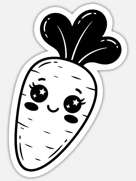 Stern-Kawaii-Karotte - Sticker Größe S (10 x 10 cm) - Mattweiß