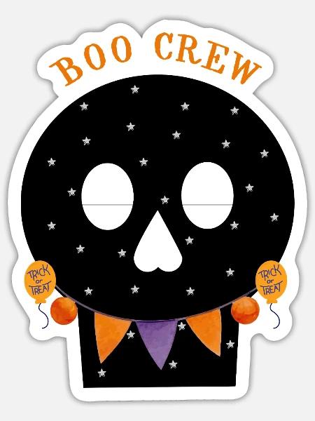 Starry Skull Boo Crew Halloween - Sticker Größe S (10 x 10 cm) - Mattweiß