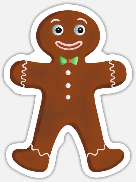 Lebkuchenmann - Klassisch mit Fliege - Sticker Größe S (10 x 10 cm) - Mattweiß