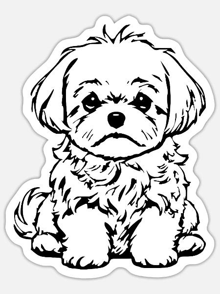 niedlicher_malteser_Hund_T-shirt_Geschenk_Hunde - Sticker Größe S (10 x 10 cm) - Mattweiß