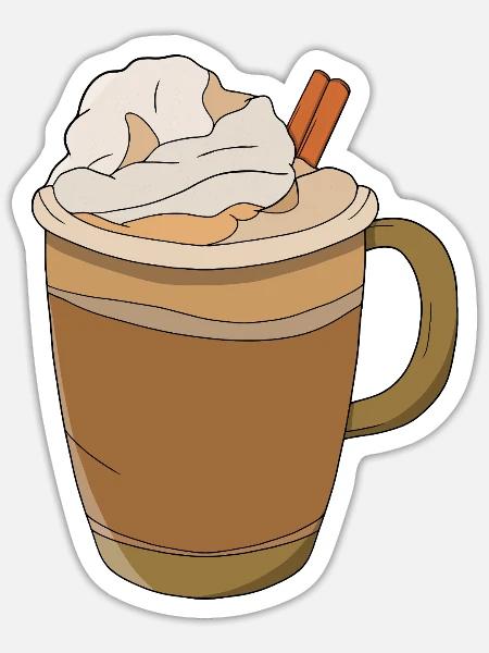 Herbst-Schlagsahne-Kaffee Kürbis-Gewürz-Latte - Sticker Größe S (10 x 10 cm) - Mattweiß