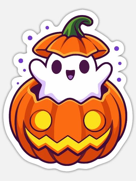 Kürbisgeist - Sticker Größe S (10 x 10 cm) - Mattweiß
