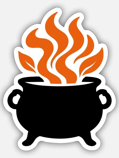 Hexenkessel Zaubertrank Logo - Sticker Größe S (10 x 10 cm) - Mattweiß
