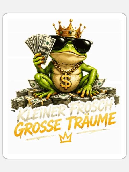 Kleiner Frosch Große Träume - Sticker Größe S (10 x 10 cm) - Mattweiß
