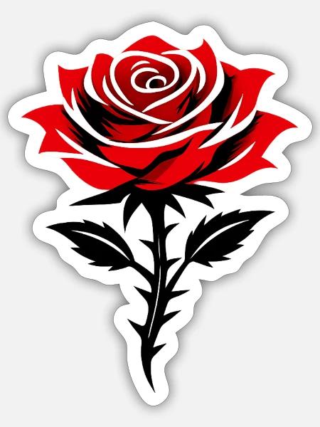 Rote Rose in Schwarzweiß-Kontrast - Sticker Größe S (10 x 10 cm) - Mattweiß