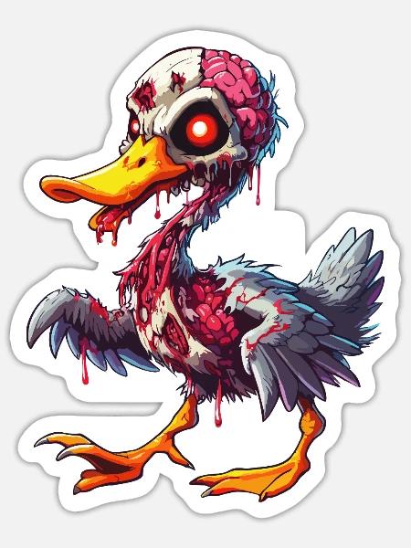 Zombie Ente Gehirn - Sticker Größe S (10 x 10 cm) - Mattweiß