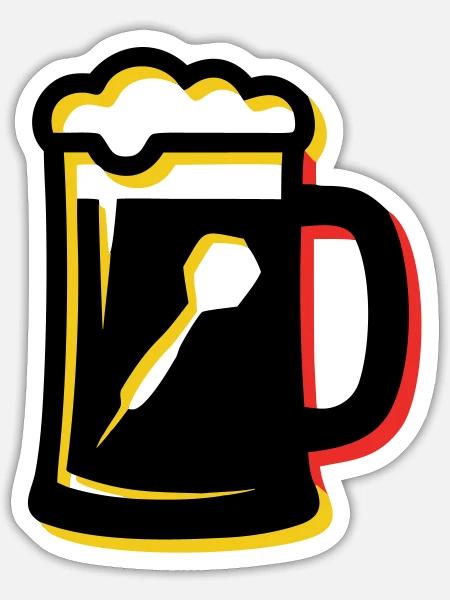 Bierkrug Dartpfeil Wappen - Sticker Größe S (10 x 10 cm) - Mattweiß