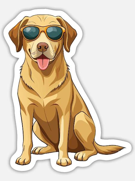 Labrador Retriever mit Sonnenbrille - Sticker Größe S (10 x 10 cm) - Mattweiß