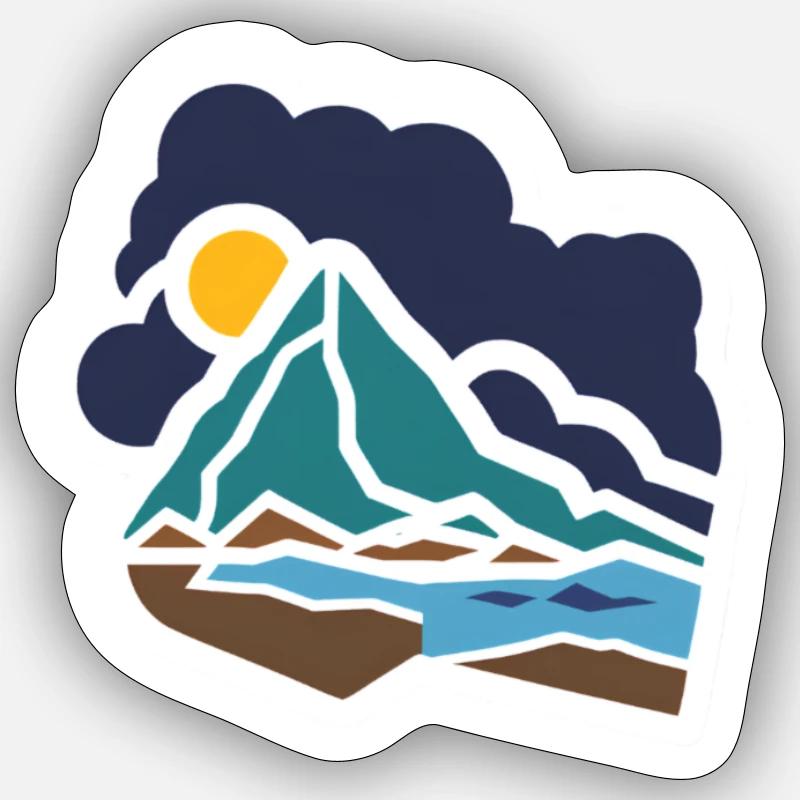 Mountain Back - Sticker size S (10 x 10 cm) - white matte