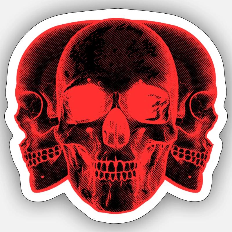 Crânes rouges - Sticker taille S (10 x 10 cm) - blanc mat