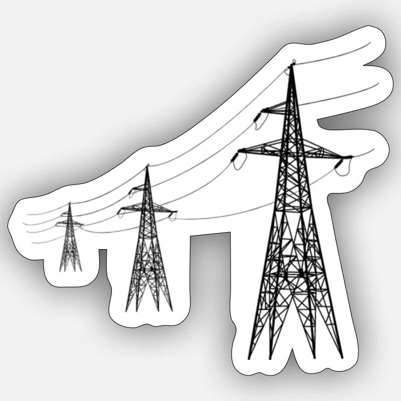 Strommast - Sticker Größe S (10 x 10 cm) - Mattweiß