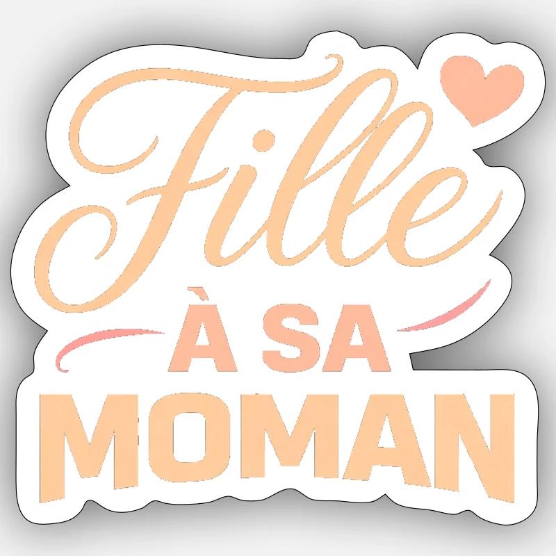 Fille_a_sa_moman - Sticker taille S (10 x 10 cm) - blanc mat