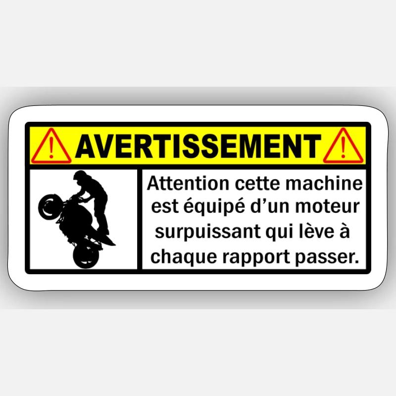 Warning - Sticker taille S (10 x 10 cm) - blanc mat