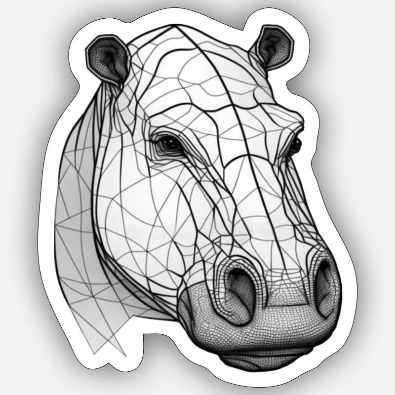 Nilpferd simples Design - Sticker Größe S (10 x 10 cm) - Mattweiß
