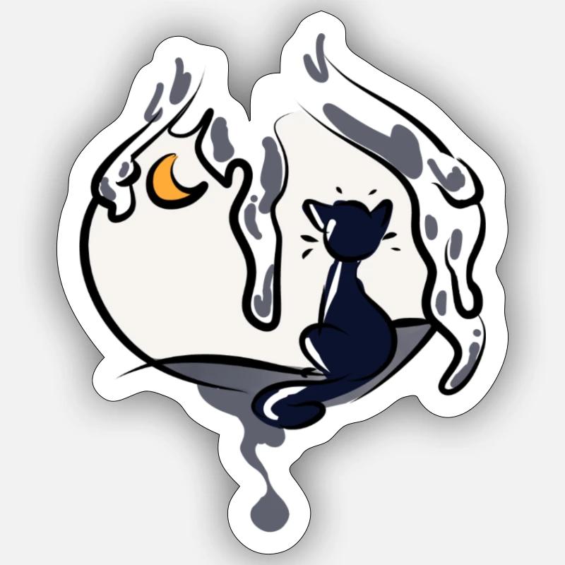 Katzen Kugel - Sticker Größe S (10 x 10 cm) - Mattweiß