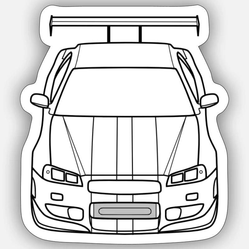 GTR R34 Paul Walker - Sticker taille S (10 x 10 cm) - blanc mat
